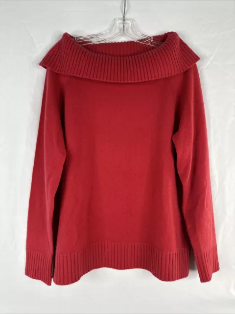 Jones New York Cashmere Sweater Womens Plus Size 1X Red Mock Neck Long Sleeve