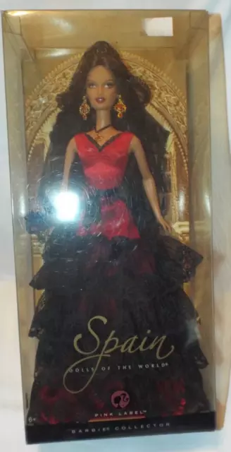 2007 Dolls of the World Collection Barbie Spain MATTEL Pink Label NRFB