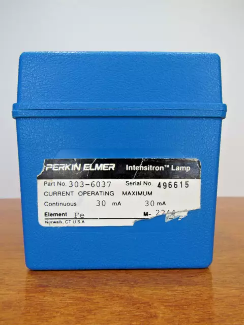 Perkin Elmer AA Hollow Cathode Intensitron Lamp Element Fe Iron #303-6037 M-2244