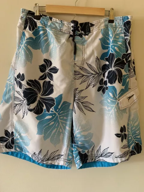 Speedo Blue Floral Swim Trunks Board Shorts Surf Beach Hawaii Mens Size XL