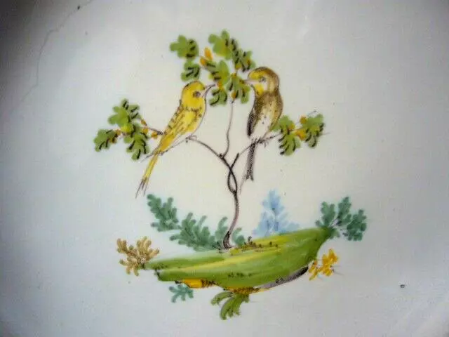 PAIRE D'ASSIETTES EN FAIENCE DE MOUSTIERS  DU XVIIIème OISEAUX BRANCHES 3