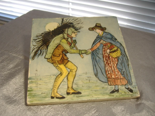 Vintage Rare Hand Painted Minton -Holins & Co Folk Tale Tile -6 X 6"
