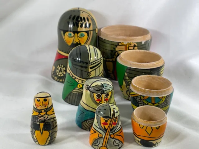 5-Piece Authentic Medieval Knight Russian Nesting Dolls - Hand-Painted, Collecti