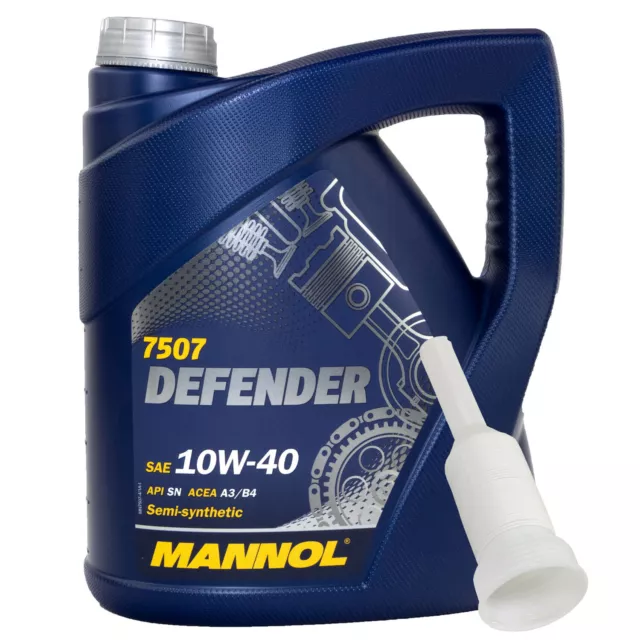 Aceite de Motor Parte Sintético Mannol Defender 10W-40 Api Sn 4 Litro Con Caño