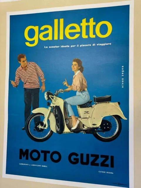 Affiche Ancienne Originale Moto Guzzi Galetto 1950 - 1966