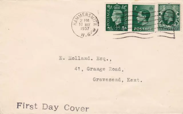 Gb : Three Kings Halfpenny Cover & George Vi Halfpenny First Day Cover (1937)