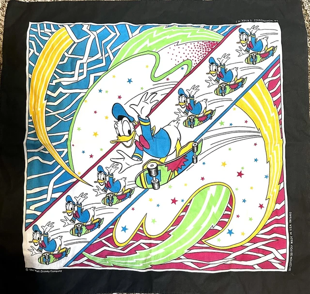 80'S VINTAGE WALT Disney Donald Duck Handkerchief Single Stitch - Donald Duck Height – Disney Icon’s Height, Officially