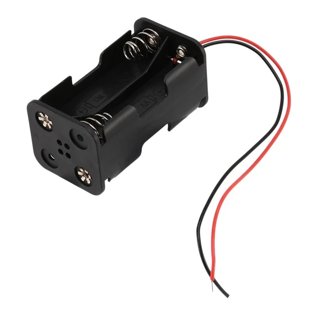 Black Tow Layers 4 x 1.5V AA Batteries Battery Holder Case Box w Wire Leads H4h
