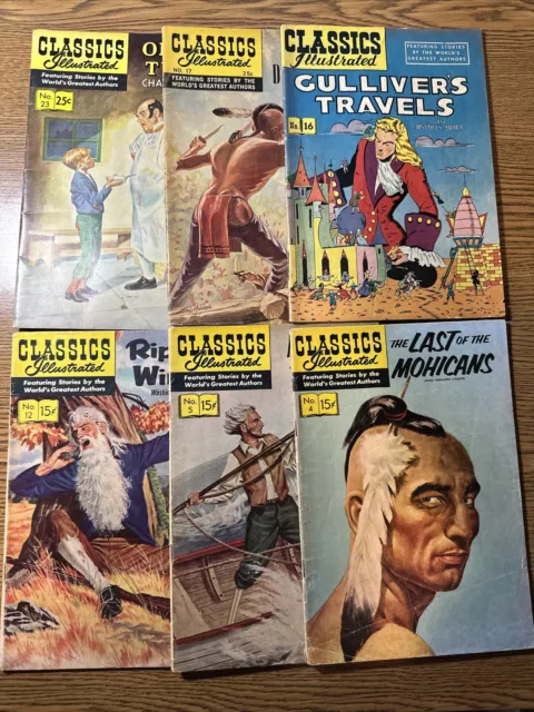 Classics Illustrated #4 5 12 16 17 23 Vintage Old Comic Lot Silver Golden Age