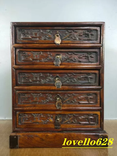 Early exquisite rosewood carved chest of drawers
