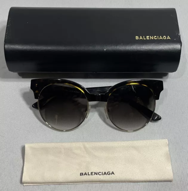 Balenciaga BA 128 56B Brown Tortoise Shell Sunglasses 51-19-140 3 ROUND Cat  Eye