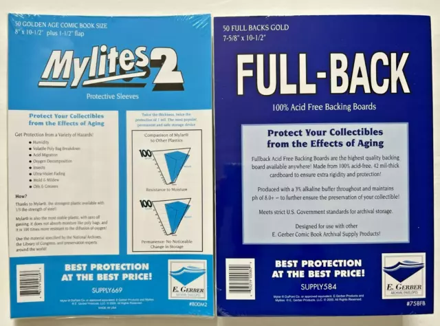 50 E. Gerber Gold Comic Mylites 2 800M2 & 42 PT Full-Backs 758FB Set of 50