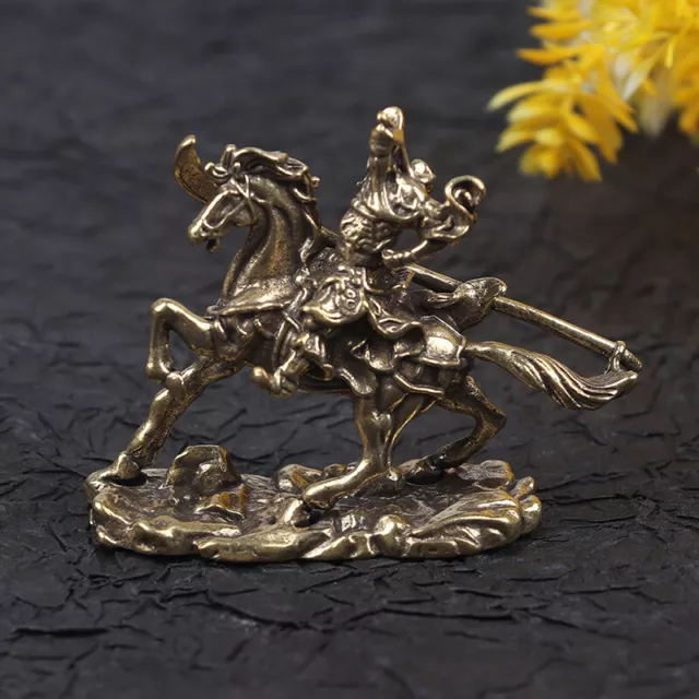 Brass God of Wealth Riding Horse Guan Gong Statue Home Decoration Accessor Y ZX