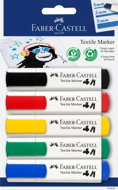 5 FABER-CASTELL Standard Textilmarker farbsortiert ACC NUEVO 2