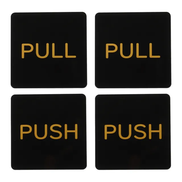 Insegna porta push push pull 3,5x3,5", 2 paia acrilico autoadesivo nero/oro