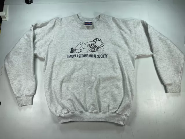 Gray Geneva Astronomical Society Sweatshirt Pullover Astronaut space VTG Travel