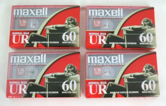 NEW Lot of 4 Maxell Audio Cassette Normal Bias 60 Minutes/90m