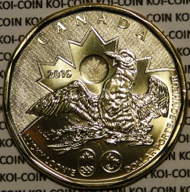 BU UNC Canada 2016 Rio Olympics lucky loonie dollar $1 from mint roll