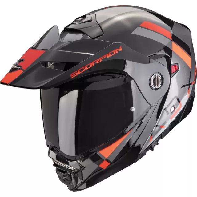 Scorpion Motorcycle Helmet XL - Adx 2 Galane Flip up Helmet - Silver Black Red