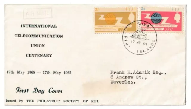 17/5/1965 Fiji FDC - International Telecommunication Union Centenary