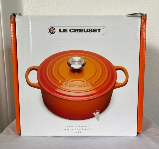Le Creuset Enameled Cast Iron 3.5 Qt Round Volcanique Flame New Other Read*