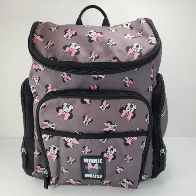 Disney Baby Minnie Mouse Diaper Bag Backpack Gray Pink Missing Changing Pad