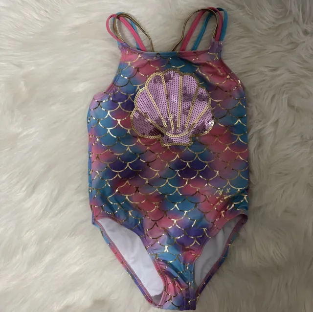 Betsey Johnson sequin one piece mermaid swimsuit Sz 7-8