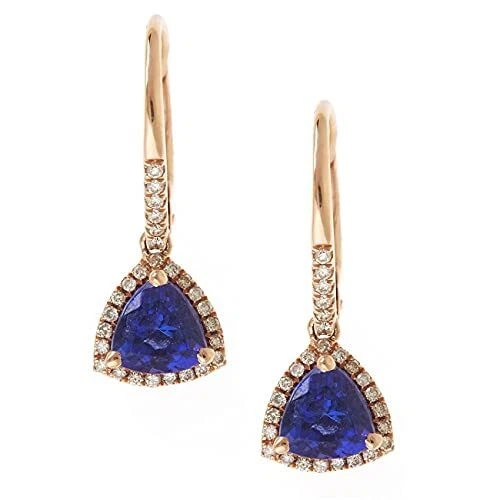Gin and Grace Reese 14K Rose Gold Trillion-Cut Tanzanite Earring 1/4tcw