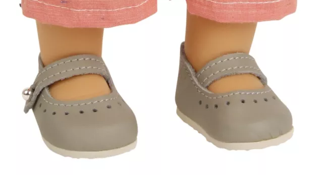 Schildkröt Puppen Schuhe 6 cm Leder grau für Müller Wichtel Modell Rosi 759