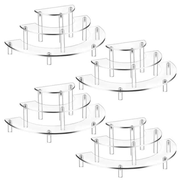 4Er-Pack Transparenter Cupcake-StäNder mit 3 Etagen, Halbmond-Cupcake-StäNd6709