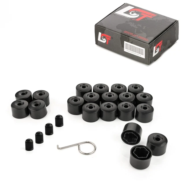 20 Capuchons D'écrou Roue VW Transporter T5/T6 2003-2020 - Noir 19mm + Outil De Retrait - Protection Anti-rouille