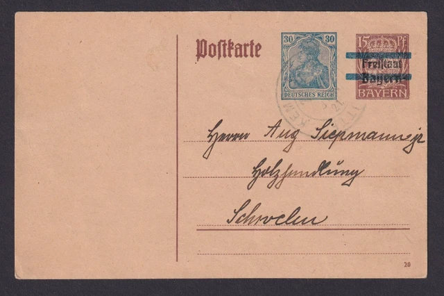 Briefmarken Deutsches Reich Ganzsache P 133 I 02 nach Schwelm Kat.-Wert 60,00