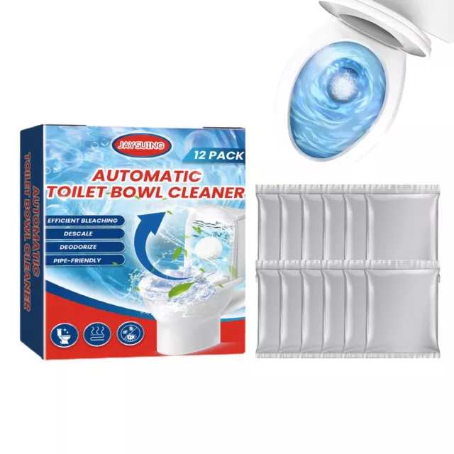 12PCS * Automatic Bleach Toilet Bowl Cleaner Stain Remover Tab-Tablet Flush