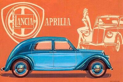 Poster Manifesto Locandina Pubblicità Automobili Stampa Vintage Lancia Aprilia
