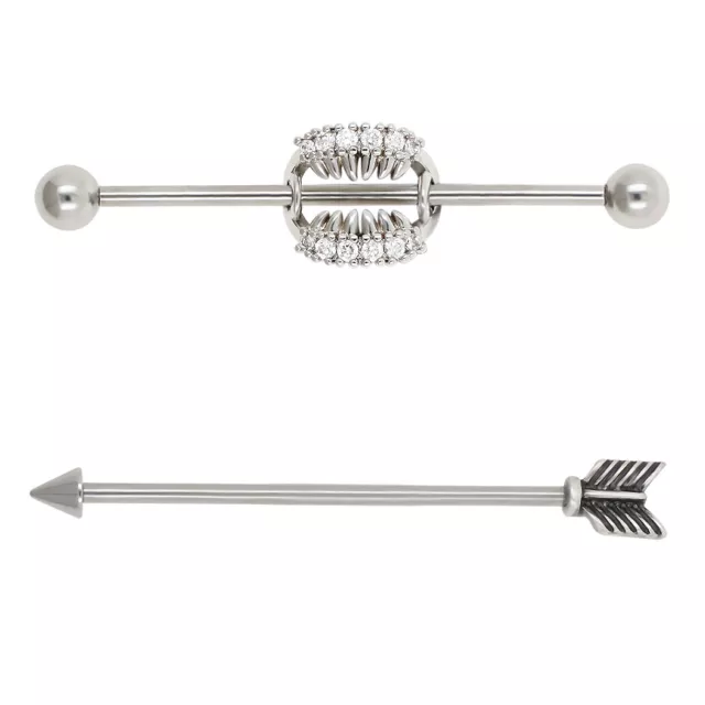 14G 38mm SURGICAL STEEL ARROW INDUSTRIAL EAR CARTILAGE PIERCING BARBELL RING