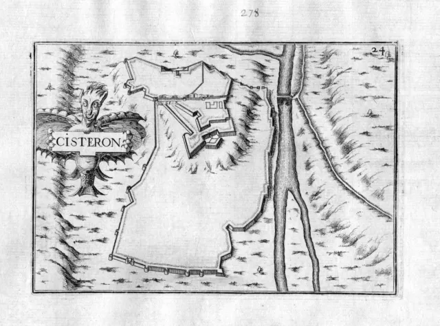 1630 Sisteron Forcalquier France Kupferstich Karte map engraving gravure Tassin