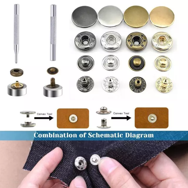 No Sewing Snap Fastener Button Leather Bag Clothes Coat Repair Rivet DIY Buttons