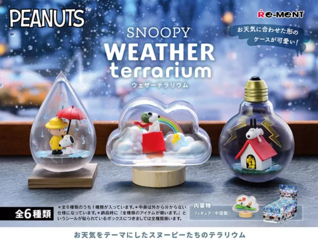 PEANUTS SNOOPY Weather Terrarium 6 Type Set RE-MENT Japan Figure Collection