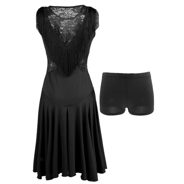 Latine Plissée  Taille Haute  Manches Rondes avec Vêtement de Danse pour
