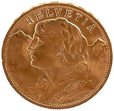 BU/UNC 1947 B Swiss GOLD 20 FRANC Switzerland Helvetia AGW .1867 troy oz KM#35.2