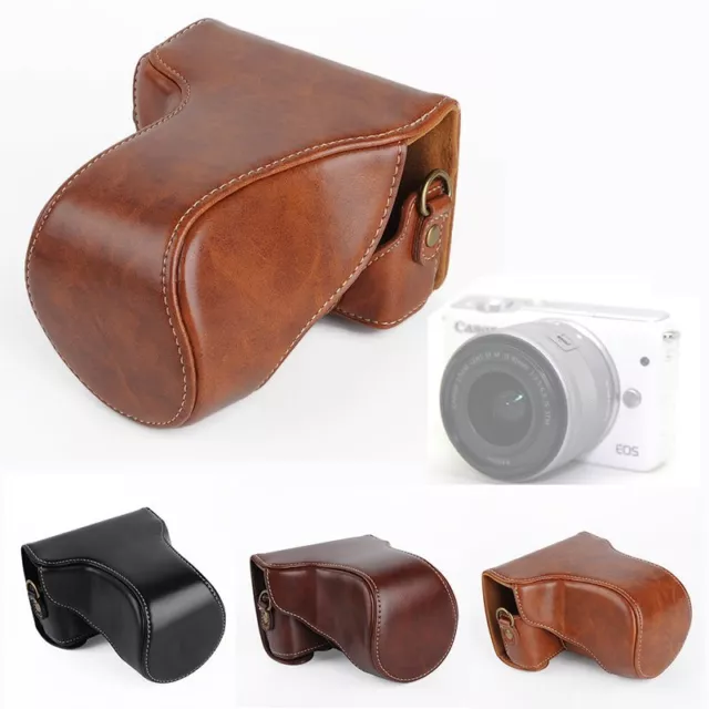 PU Leather Case Bag Cover Skin Pouch For Canon EOS M10 18-55mm 15-45mm Camera