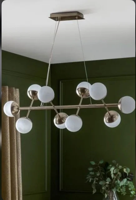 Next Messing Cassini Kronleuchter 10 Licht Anhänger Deckenleuchte Gold Sputnik Globus 3