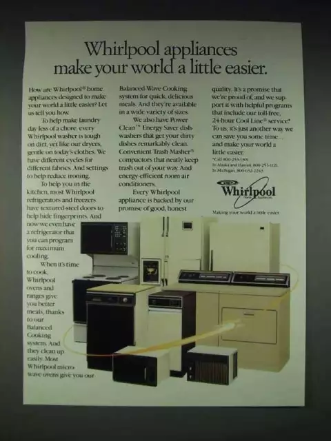 1985 Whirlpool Appliances Ad - World a Little Easier