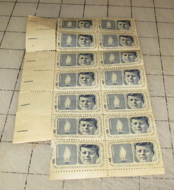 14 JFK John F. Kennedy & Eternal Flame Unused US 5c Stamps 1964 Scott 1246 3