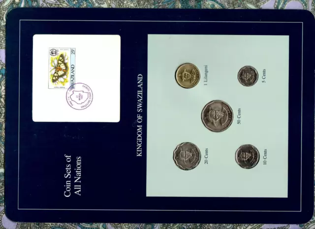 Coin Sets of All Nations Swaziland w/card 1979-1986 UNC 1 Lilangeni 1986