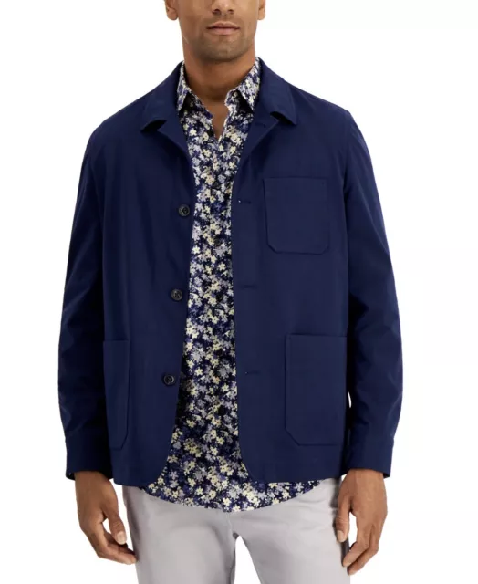 ALFANI MEN'S SZ XL Regular Fit Solid Shirt Jacket In Navy Blue $150 $31 ...
