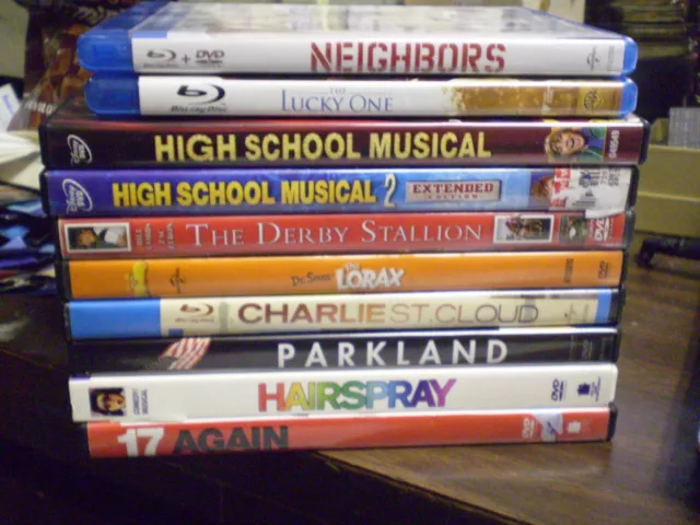 (10) Lot Blu-Ray/DVD Zac Efron : Disney HS Musical Derby Stallion The Lucky One