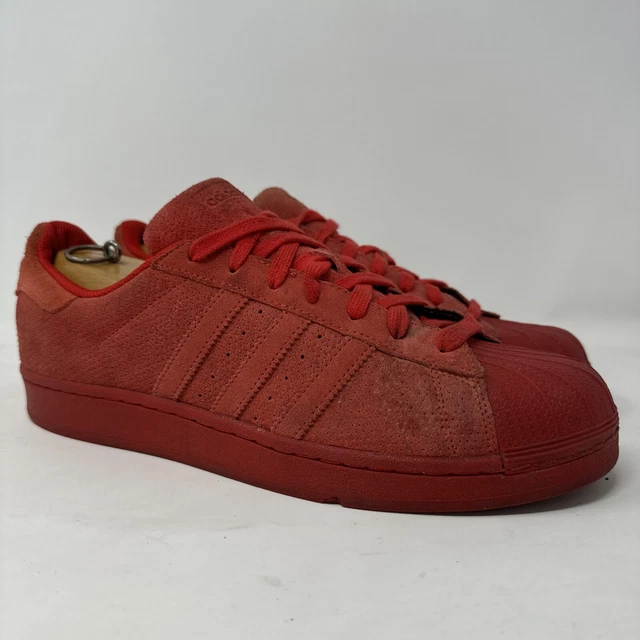ADIDAS SUPERSTAR RT Shoes Men s 12 Triple Red Suede Leather Sneakers Shell Toe 25.00 PicClick