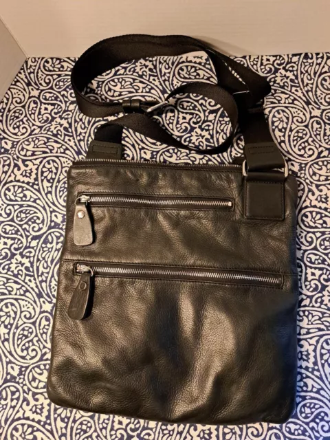 Margot Lorna Crossbody Bag Black Genuine Leather Zip Med/large Handbag Purse.  P