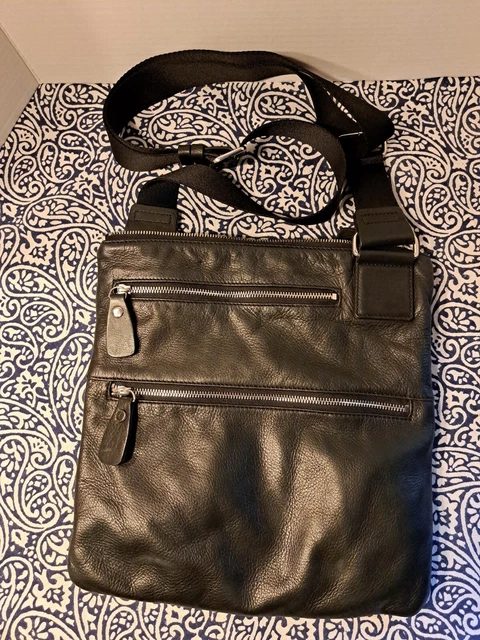 Margot Lorna Crossbody Bag Black Genuine Leather Zip Med/large Handbag Purse.  P